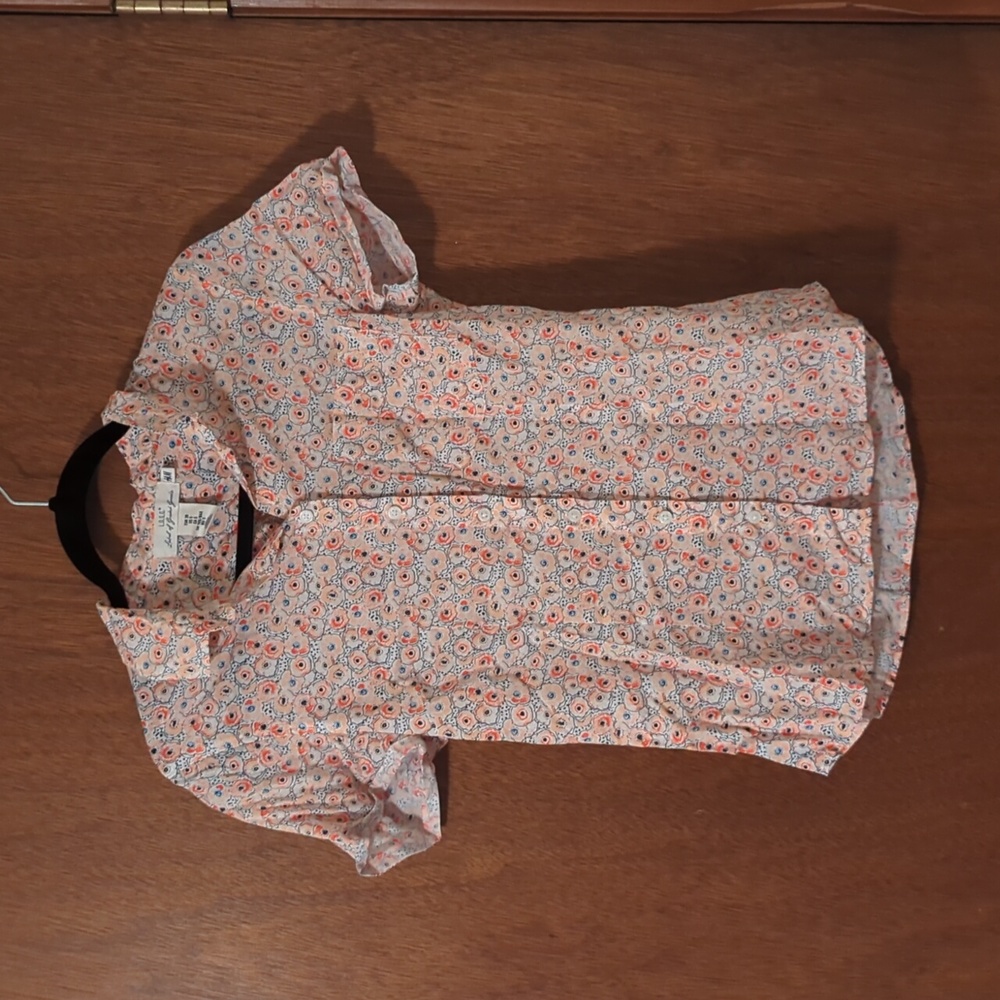 H&M L.O.G.G. Cotton Floral Short Sleeve Top SZ 6